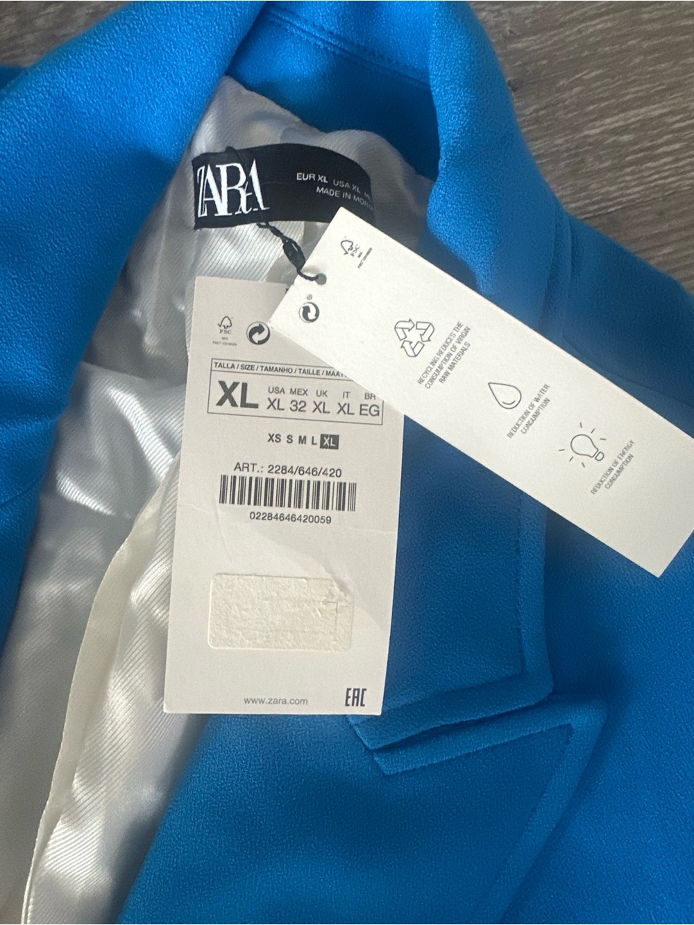 ZARA Women's Double-Breasted Blue Blazer Jacket - Picture 2 of 3